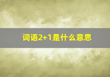 词语2+1是什么意思