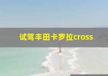 试驾丰田卡罗拉cross