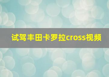 试驾丰田卡罗拉cross视频