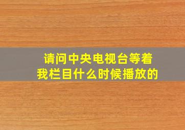 请问中央电视台等着我栏目什么时候播放的