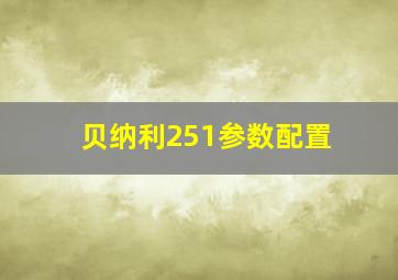 贝纳利251参数配置