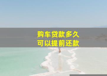 购车贷款多久可以提前还款