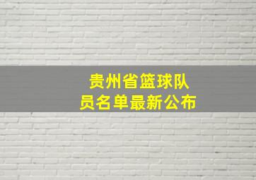 贵州省篮球队员名单最新公布