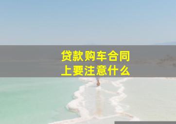 贷款购车合同上要注意什么