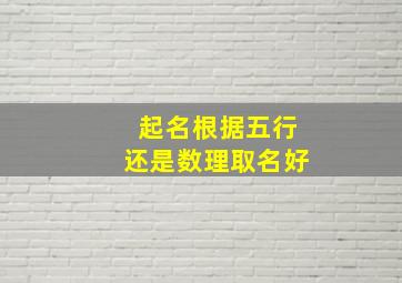 起名根据五行还是数理取名好