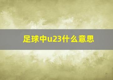 足球中u23什么意思