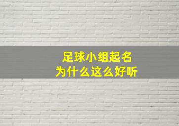 足球小组起名为什么这么好听