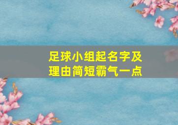 足球小组起名字及理由简短霸气一点