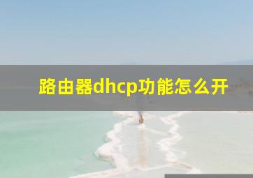 路由器dhcp功能怎么开