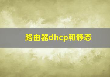 路由器dhcp和静态