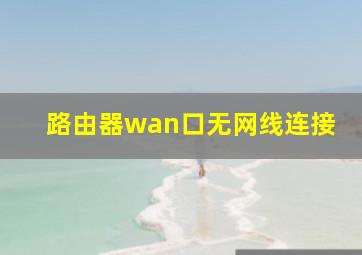 路由器wan口无网线连接