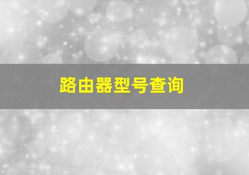 路由器型号查询