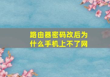 路由器密码改后为什么手机上不了网