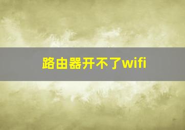 路由器开不了wifi