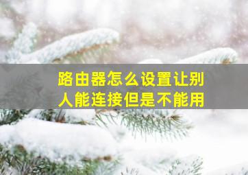 路由器怎么设置让别人能连接但是不能用