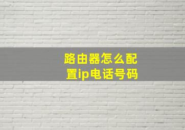 路由器怎么配置ip电话号码