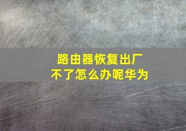 路由器恢复出厂不了怎么办呢华为