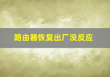 路由器恢复出厂没反应