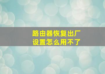 路由器恢复出厂设置怎么用不了