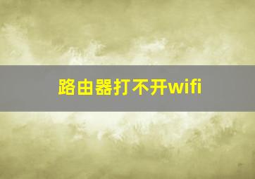 路由器打不开wifi