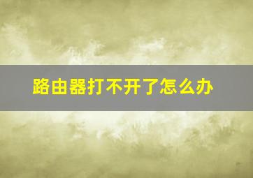 路由器打不开了怎么办