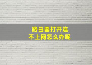 路由器打开连不上网怎么办呢