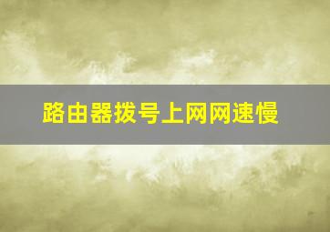 路由器拨号上网网速慢