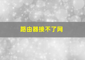 路由器接不了网