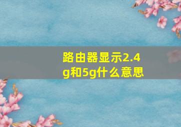 路由器显示2.4g和5g什么意思