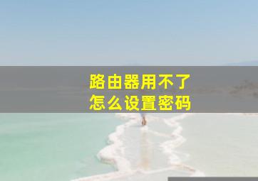 路由器用不了怎么设置密码