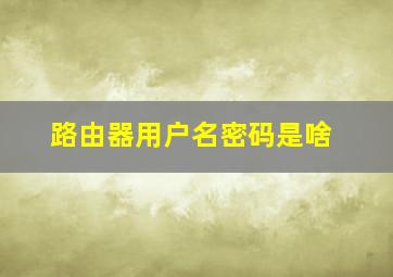 路由器用户名密码是啥