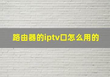 路由器的iptv口怎么用的