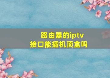 路由器的iptv接口能插机顶盒吗