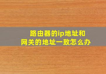 路由器的ip地址和网关的地址一致怎么办