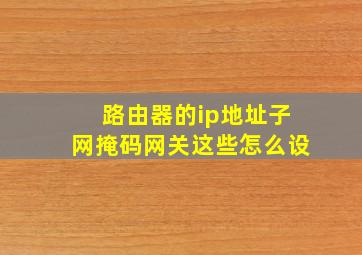 路由器的ip地址子网掩码网关这些怎么设