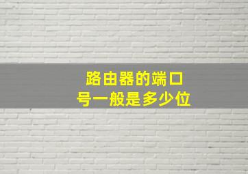 路由器的端口号一般是多少位