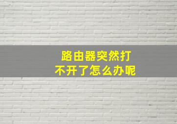 路由器突然打不开了怎么办呢