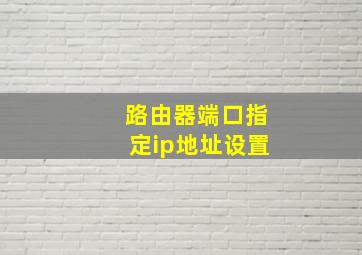 路由器端口指定ip地址设置