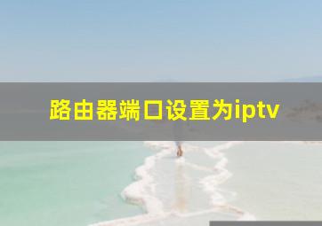 路由器端口设置为iptv