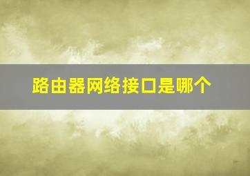 路由器网络接口是哪个