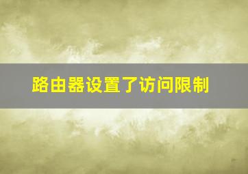 路由器设置了访问限制