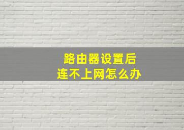 路由器设置后连不上网怎么办