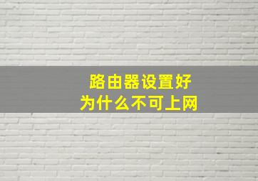 路由器设置好为什么不可上网