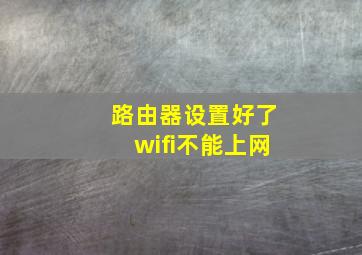 路由器设置好了wifi不能上网