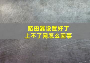 路由器设置好了上不了网怎么回事