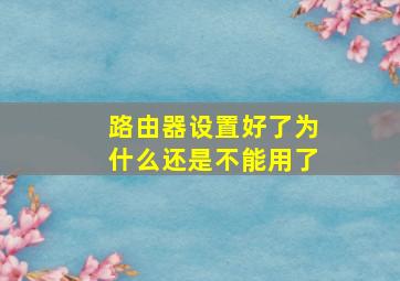 路由器设置好了为什么还是不能用了