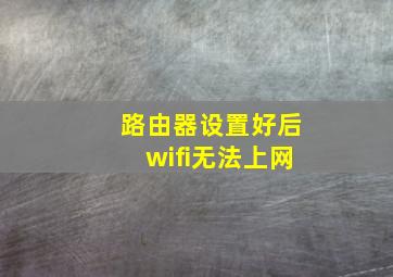 路由器设置好后wifi无法上网