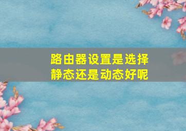 路由器设置是选择静态还是动态好呢