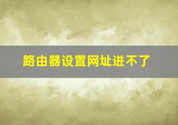 路由器设置网址进不了