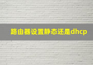 路由器设置静态还是dhcp